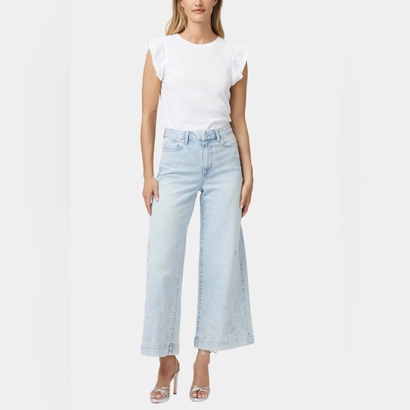 Paige Harper Wide Leg Ankle Pant with embroidery, size 29 - Picture 1 of 12